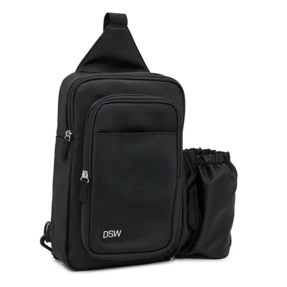 DSW Sling Bag Black Unisex Crossbody with Bottle Holder New in bag